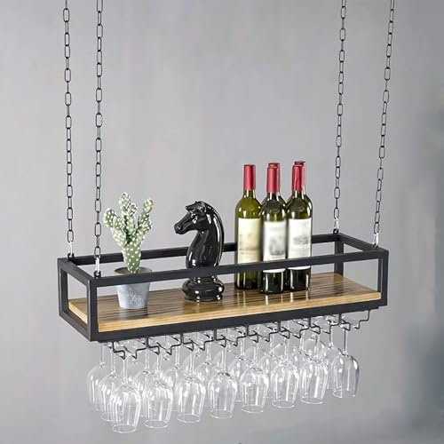 Industrielles Retro-Eisenregal aus Massivholz, höhenverstellbar, Hängeregale für Bars, Restaurants und Küchen, dekoratives Weinregal, einlagig, 60 x 100 x 22 cm