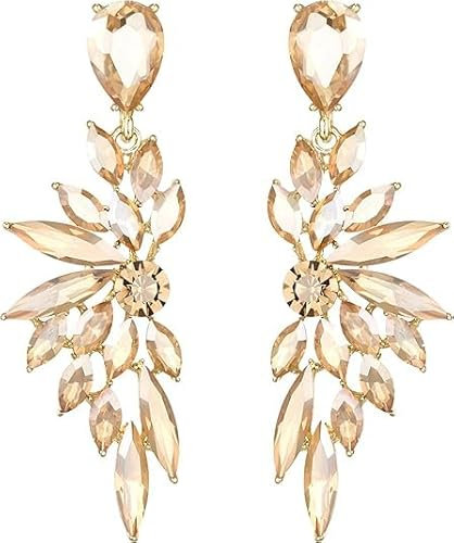 Kristall Ohrringe,Damen Ohrringes,Ohrringe Glitzer,Kristall Hochzeit Ohrringes Schmuck Frauen Mädchen (Gold)