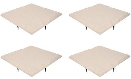 4er-Set Garten Schrittplatten mit Bodenheringen, Wetterfeste Polypropylenharz Dekorative Trittsteine für Gartenweg oder Außengehweg Quadratisch 39cm (Beige)