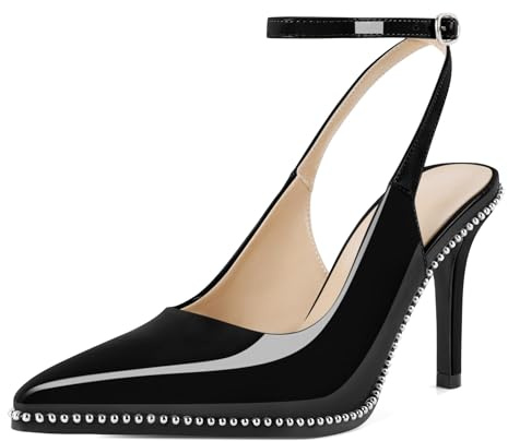 EDEFS Damen High Heels Knöchelriemen Hohe Schuhe Damen Pumps mit Stiletto Absatz Spitze Zehen