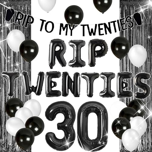 Rip Twenties Ballons Gothic Geburtstag Dekoration Tod zu meinen 20er Jahren | Rip Twenties Ballons Gothic Geburtstag Dekoration Tod zu meinen 20er Jahren Banner Beerdigung für meine Jugend 30 Geburtstag