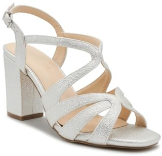 Paradox London NATALIA Wide Fit Block Heel Sandals, 9cm Heel, Triple-Layer Cushioning, Adjustable Ankle Strap (Silver, UK Footwear Size System, Adult, Women, Numeric, Wide, 6)