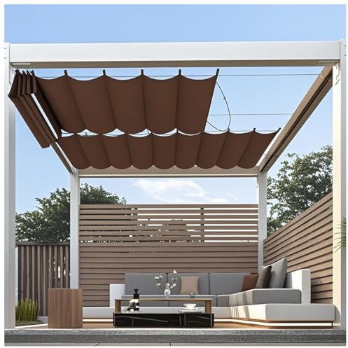 Tenda parasole a onde retrattili, 3 x 10 m, marrone, traspirante, da giardino, patio, pergola, tenda da esterno, tessuto per cortile, soluzione versatile