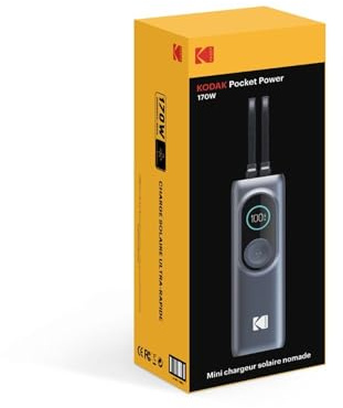 KODAK Pocket Power 170W – Batterie Externe 25000 mAh Station d’Energie avec Chargeur iWatch + 2 câbles USB-C intégrés – Charge Rapide Multi-appareils Jusqu’à 5 Devices