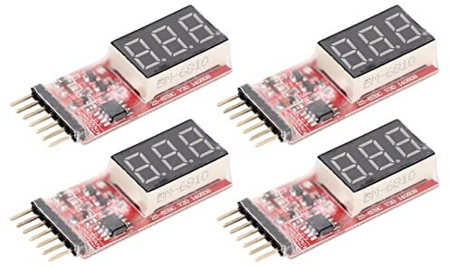 4pcs Battery Monitor Digital Voltage Meter Gauge for 2S - 6S LiPo Battery, 7.4V - 22.2V Lithium Battery Capacity Indicator with Cell Voltage Display for Drones RC Cars