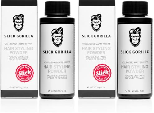 Slick Gorilla Haarstyling-Puder für Männer 20 ml | Texturpuder | Mattes Finish | 24 Stunden Halt | Volumen & Textur | Leichtgewichtig | Nicht klebrig | Kein Glanz (Packung mit 2)