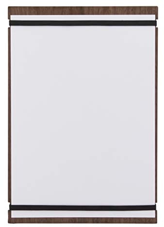Securit Porte-menu en Bois de Noyer - Bande de Caoutchouc Blanc pour Maintien Des feuilles - A4
