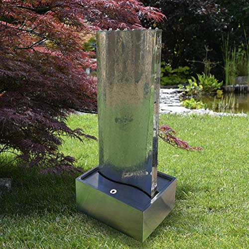 KÖHKO® Libro de pared de agua con iluminación LED, altura aprox. 122 cm, juego de agua con piscina de acero inoxidable 23007S