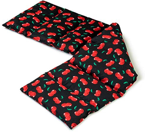 Rapssamenkissen 75x20cm groß 8-Kammer - Wärme-Körner-Kissen für Mikrowelle oder Backofen, Rapskissen, cherry-black