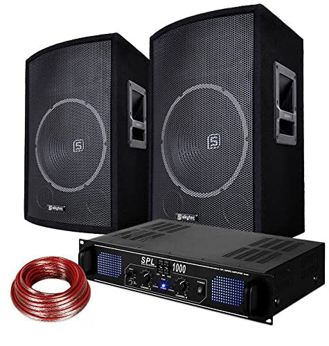SkyTec DJ-Lautsprecher-Verstärker-Kombination 1000 W