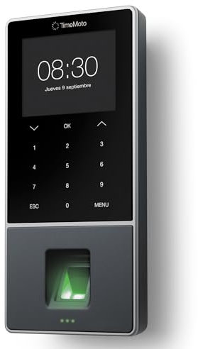 TimeMoto TM-828 SC Cloud-basiertes Zeiterfassungsgerät mit Fingerabdrucksensor, kompatibel mit kontaktlosen Chipkarten, RFID-Ausweis, PIN, 2.000 Benutzer, Terminplanung, Arbeitszeitberichte, Wi-Fi