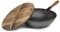 Goodful Hammered Carbon Steel 13-Inch Wok Pan with Lid, Black, Non-Stick, Compatible with Most Cooktops