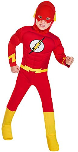 amscan 9908388 - Childs Classic The Flash DC Comic Book Costume Fancy Dress Muscle Chest Outfit (6-8 Years)