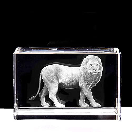 3D-Briefbeschwerer, Löwe, Lasergravur, in Kristallglas-Würfel, Geburtstags- oder Weihnachtsgeschenke (ohne LED-Basis) (7,9 x 5,9 x 5,1 cm)