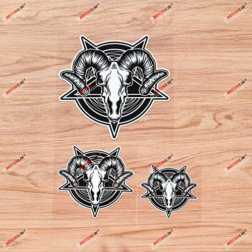Baphomet Pentagramm Teufel Satanische Ziege Vinyl Aufkleber Sticker Weißer Stern - 3er Pack glänzend, 7,6 cm, 10,2 cm, 15,2 cm - für Auto Boot Laptop Becher Telefon 09040