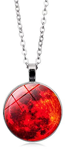 Halskette mit rotem Aurora Borealis-Glas-Cabochon-Anhänger für Frauen Geschenk Halskette Mädchen Bestes Festival Geschenk Schmuck