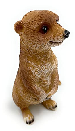 Onwomania Polyresin Figur Erdmännchen Scharrtier Manguste Tier Dekofigur aus Polyresin Braun 7,3 cm