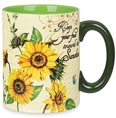 NymphFable Sunflower Mug Coffee Cups Ceramic Coffee Mug with Handle Tea Cup Personalized Gift 550ml/18oz