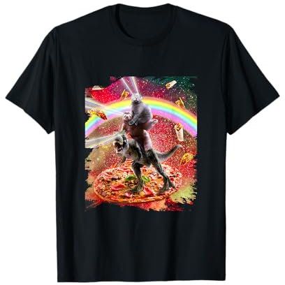 Laser Eyes Space Cat On Faultier Dinosaurier - Regenbogen T-Shirt