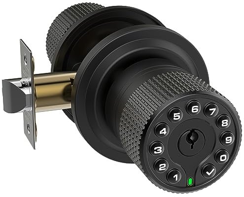 iulock Keypad & Key Smart Türschloss, 50 Benutzercodes, wasserdicht, automatische Verriegelung - Mattschwarz