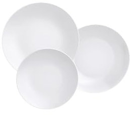 Tramontina - Set di piatti piani 25 cm, fondi 21 cm e dessert 19 cm in porcellana Leonora. Confezione da 12.