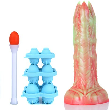 Nothosaur Audrey II 7.9 Fantasy Realistic Ovipositor Dildo Fantasy Monster Dildo Parasitic Birth with Strong Suction Cup G-Spot Adult Sex Toy for Men Women Couple with Egg Models and Booster - Red