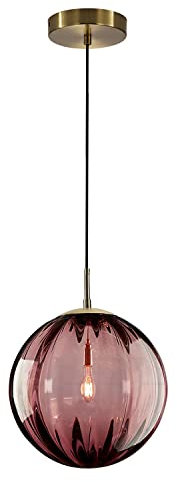 KCO Lighting Moderne Bunte Globus-Pendelleuchte, Zeitgenössisch, Klein, Goldfarben, Hängeleuchte für Kücheninsel, Mini-Glaskugel, Burgunderrot, 20 cm