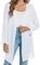 Famrrifuu Cardigan Donna Lungo Kimono Leggero Elegante Boho Copricostume Mare Maniche Lunghe Casual Cardigan,Bianco,S