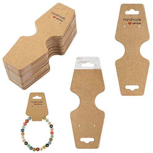 100 Stück Armband Display Karten Kraftpapier Ohrring Halter Karte Selbstklebende Schmuckverpackung Verkaufskarten Personalisierte Hängende Display Karte Ohrring Halskette Schmuck Display Karten