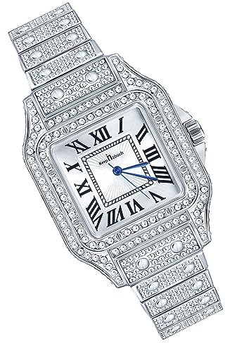 MicLee Damenuhr Analoge Armbanduhr Quadratisches Römisches Zifferblatt aus Edle Quarzuhr mit vollem Diamanten