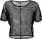 ELFIN Damen Netzshirt Netztop Netzhemd Crop Top 80er Jahre Outfits Karneval Fasching Motto Party Tops Netzoberteil Sommertops, Schwarz, M
