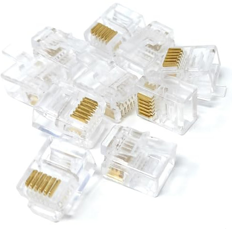 DRUT 10pcs. RJ12 (RJ11) 6p6c Crimps Plug Ends ADSL VDSL Telephone Cable Connectors Plugs 6Pin, 6 Position 6 Conductor