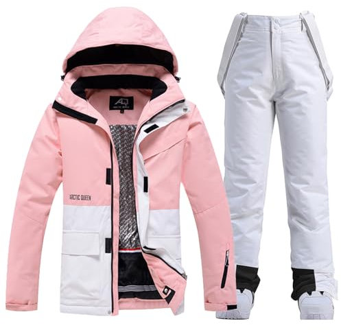 HOTIAN Damen Ski Jacke und Hosen 2 Teilig Set Skianzug Damen Wasserdicht Winddicht Winter Warme SkiSchnee Skifahren Sätze Snowboard Set