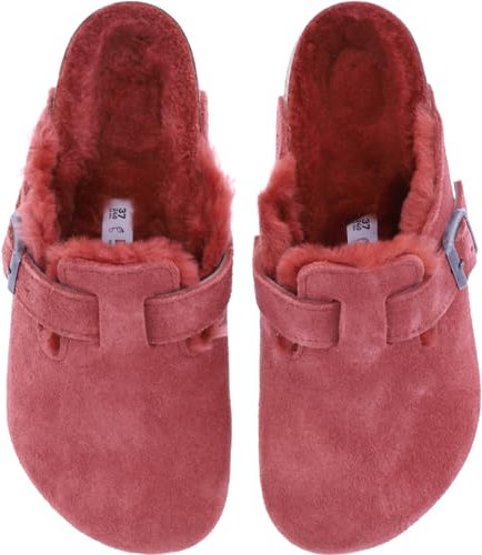 BIRKENSTOCK / Modell: Boston mit Lammfell/Sienna Red Leder/Weite: Normal / 1025685 / Clogs