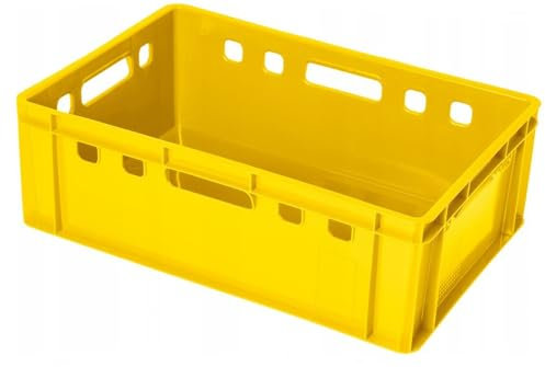 BirnePower Fleischerkiste Fleischkiste Eurofleischerkiste E2 Stapelkiste Kiste Farbe Gelb Eurobox Lagerkiste Metzgerkiste Box 60x40x20 cm (2)