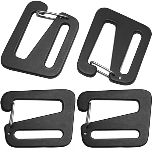 LUORNG 4 ganchos abiertos, hebilla ajustable de liberación rápida con gancho de aluminio en forma de G de 25 mm de diámetro interior y tres botones deslizantes de plástico, embalaje suelto a granel