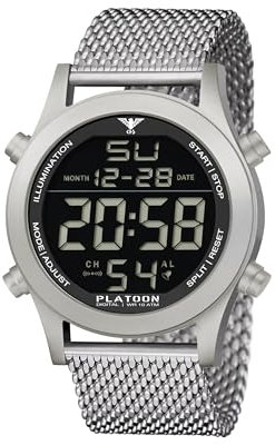 KHS Platoon Steel Digital KHS.PLASD.MS mit Maschenband Edelstahl Silber