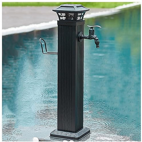 Wasserhahn-Säule für den Außenbereich, Wassersäule für Garten-Wasserhahn, solarbetriebene Säulenleuchte, Butler-Schlauchverlängerung für den Hof, Wasserhahn-Verlängerung für den Au
