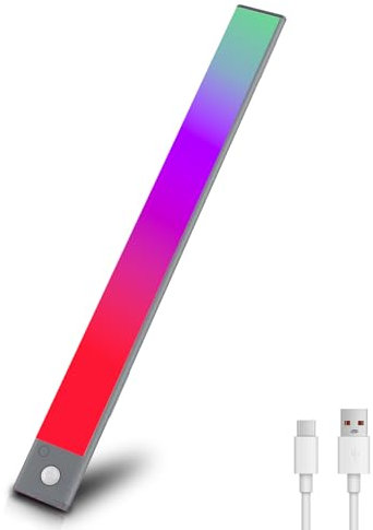 REYLAX 40CM RGB IC LED Lichtleiste Kabellos mit Bewegungsmelder Unterbauleuchte LED Lightbar Multi-Modi und Weißlicht Dimmbare Ambient Lampe für Schlafzimmer Spielzimmer Raumdekoration