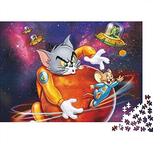 Tom and Jerry Premium Holz Puzzles 1000 Teile Cartoon,Geburtstagsgeschenk,Geschenke Für Frauen,Wandkunst Für Erwachsene Und Jugendliche Schwierige Und Herausforderung Geschenke 1000pcs (75x50cm)