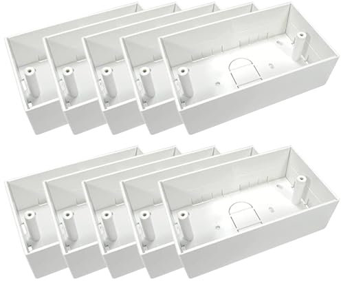rhinocables Ethernet Back Box for Faceplate, Fits Wall Plate for Ethernet Cable Networking Sockets Surface Mount Box (10 PACK, 45mm)