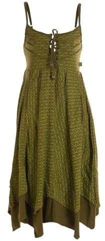 Vishes Damen Sommerkleid mit Spaghettiträgern I 100% Baumwolle I Stylisches Sommerkleid für Freizeit & Alltag I Nachhaltige Alternative Bekleidung