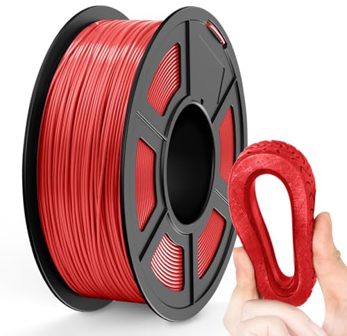 TECBEARS TPU Filament 1.75mm 1KG Rot, TPU 95A 3D Drucker Filament, Flexible Filament TPU, Maßgenauigkeit +/- 0,03, 1kg 1 Spule, Rot