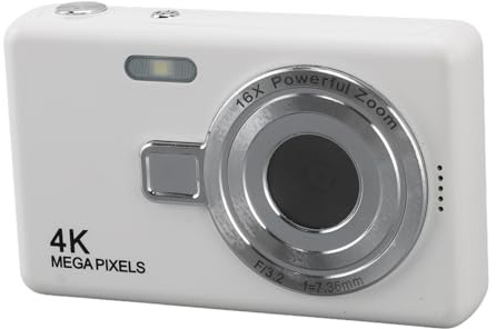 Digitalkamera, 50MP 1080P Kinderkamera mit 2,4-Zoll-TFT-Bildschirm, 16-Fach Zoom-Autofokus-Vlogging-Kamera, Kompakte Kleine Vintage-Taschenkamera, Geschenke für Teenager (White)