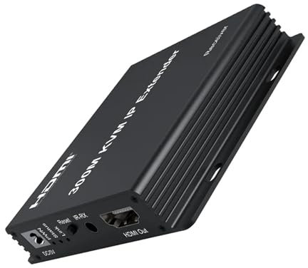 300M IP HDMI KVM Extende,HDMI Extender over IP Rj45 Cat6 Ethernet Cable 1080P HDMI KVM Extender Muitlpoint Connect Network Switch Support Mouse Keyboard for PC DVR TV (KVM IP Extender 1RX)