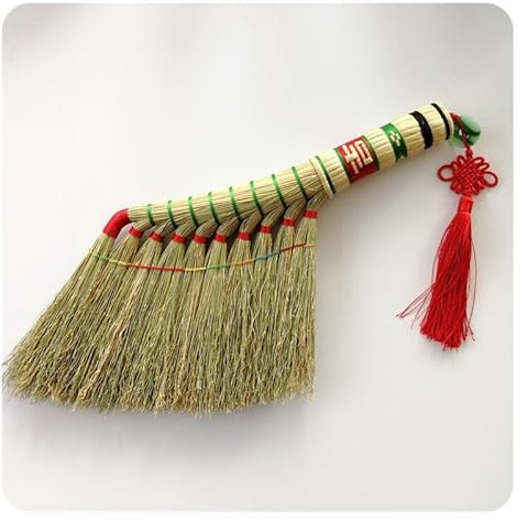 Hrlace Mini Rice Straw Broom Small Natural Broom with Nylon Thread Woven Hand Brush Broom Brush Sweeping Brush for Sweeping Dirt Dust 100% Handmade, 1 Piece Section 5, 42 cm
