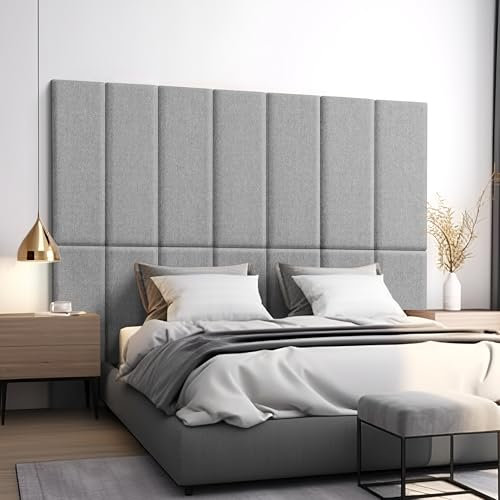 [neu.haus] Wandkissen Carpino 2er Set 90 x 30 cm Wandpolster Textil Hellgrau Wandpaneele gepolstert Kopfteil für Bett Polsterpaneel zum Kleben