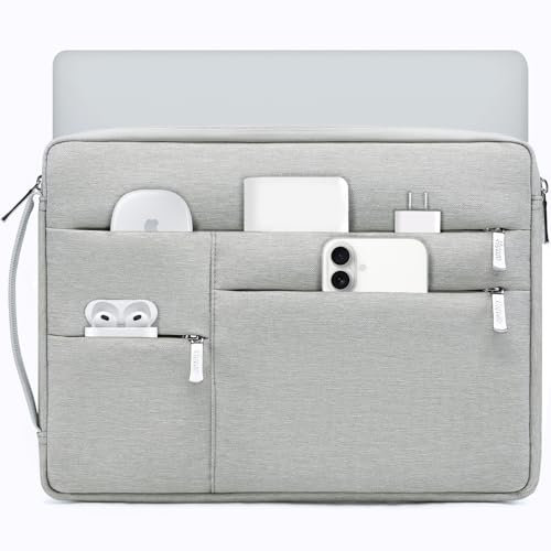 HYZUO 13,3-14 Pouces Housse pour Ordinateur Portable pour MacBook Pro 14, MacBook Air/Pro 13, 13,8/13,5 Surface Laptop/Book, Sacoche pour 13 HP Dell Lenovo ThinkPad Asus Acer, Gris Clair