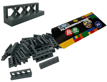 CMC imports 30 x Zaun 3633 Klemmbausteine vers. Farben zur Auswahl Bausteine 1x4x1 Noppen Zaunelemente Kompatibel Einzelteile (851 - Dunkel Grau)