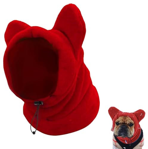 Cappello Invernale Per Cani,Cappelli Per Cani A Maglia,Cappelli Per Cani,Copertina In Cotone Per Animali Domestici, Freie GrößE,Simpatico Cappello A Maglia Per Cani Con Orecchie (Rosso 2)